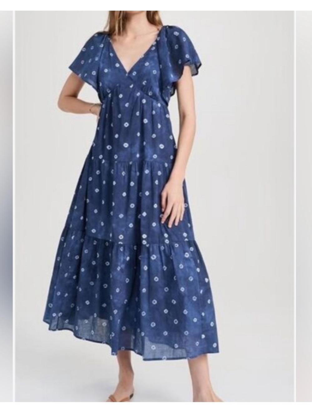 Madewell Devyn indigo tie dye midi dress size 2
